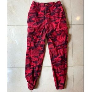FASHION NOVA RED CAMO PANTS